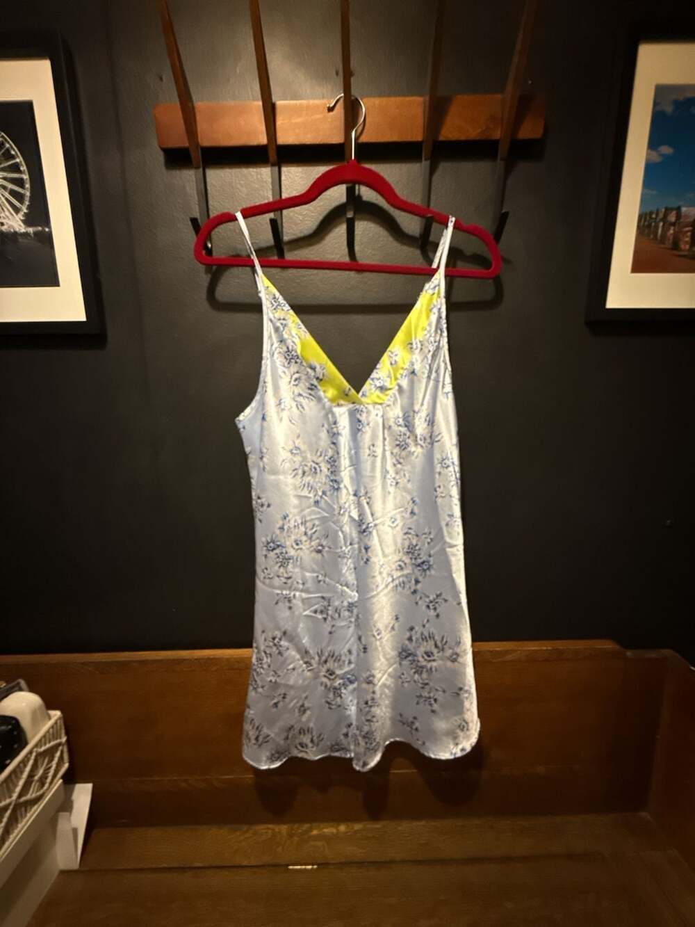 Oscar de la Renta Pink Label Blue Floral Slip Dress Size S